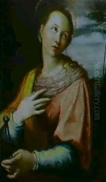 Die Heilige Appolonia, Schutzpatronin Der Zahnarzte Oil Painting by Giovanni Bizzelli