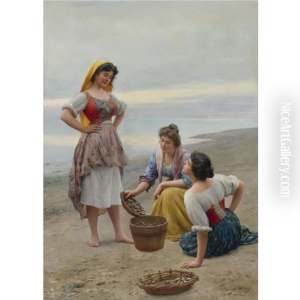 The Clam Diggers Oil Painting by Eugen von Blaas