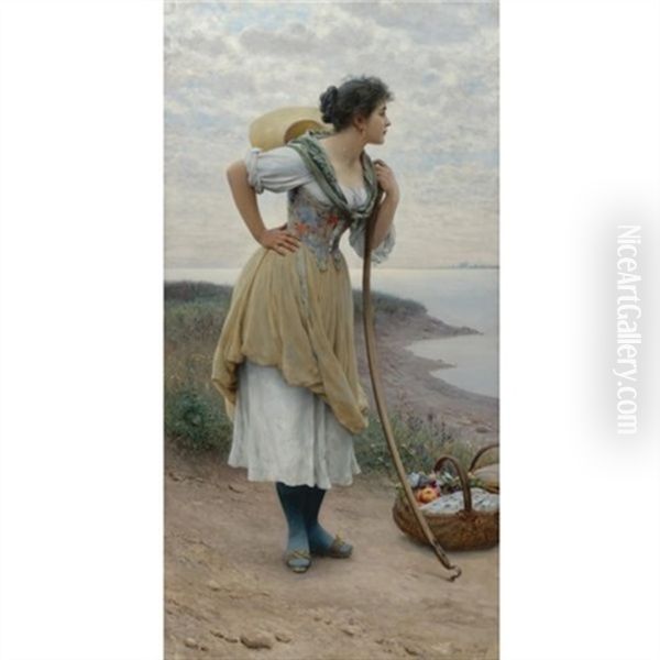 Awaiting The Return Oil Painting by Eugen von Blaas
