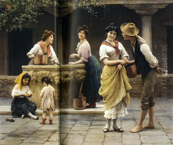 Gossiping At The Well Oil Painting by Eugen von Blaas