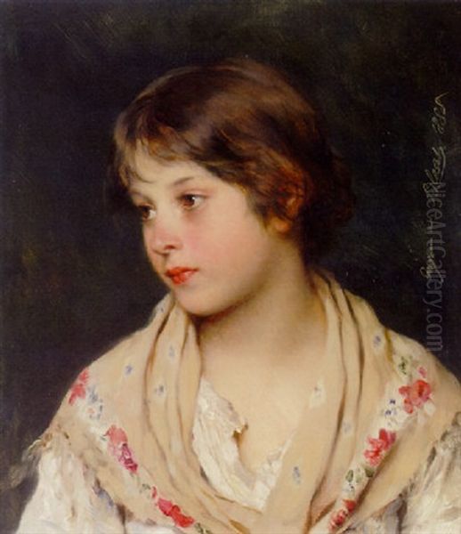 Portrait Of A Girl Oil Painting by Eugen von Blaas