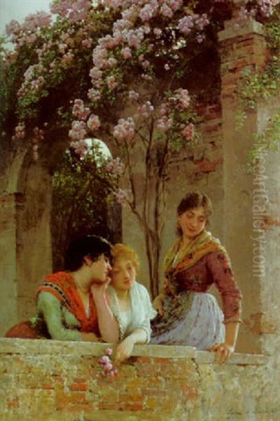 On The Terrace Oil Painting by Eugen von Blaas