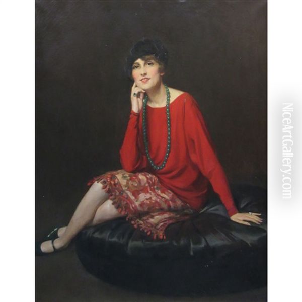 Portrait Of A Young Woman, Seated Oil Painting by Guilio de Blaas