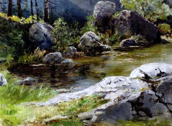 Am Stillen Gewasser Im Wald Oil Painting by Julius von Blaas