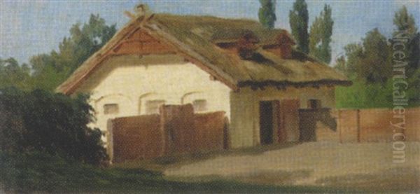 Gehoft Im Burgenland Bzw. Ungarn Oil Painting by Julius von Blaas