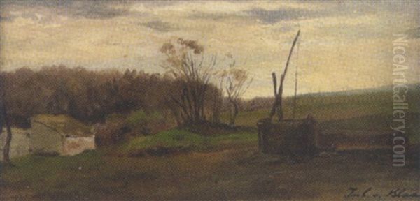 Zieh-brunnen Mit Hutten In Ungarn Oil Painting by Julius von Blaas