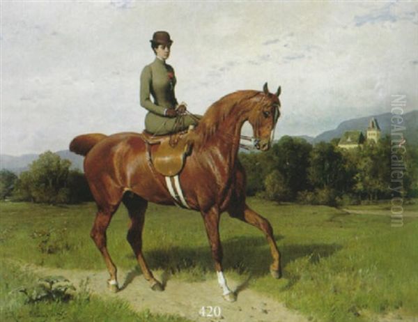 Kaiserin Sissi Zu Pferd Oil Painting by Julius von Blaas