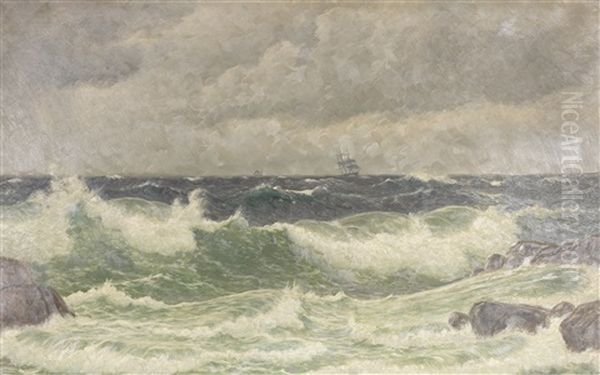 Segelschiffe Vor Der Kuste Oil Painting by Christian Vigilius Blache