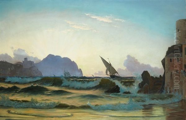 Coucher De Soleil En Mediterrannee Oil Painting by Christian Vigilius Blache