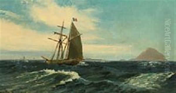 Skonnert Under Kysten Oil Painting by Christian Vigilius Blache