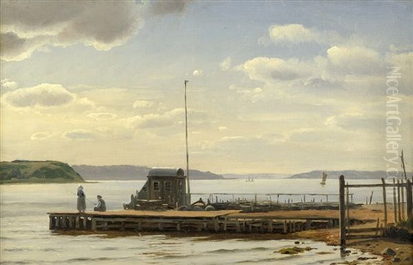 Aussicht Von Hindsgaul Auf Den Kolding Fjord Un Oil Painting by Christian Vigilius Blache