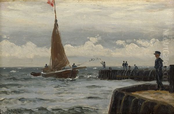 Kleiner Matrose Am Meer Oil Painting by Christian Vigilius Blache