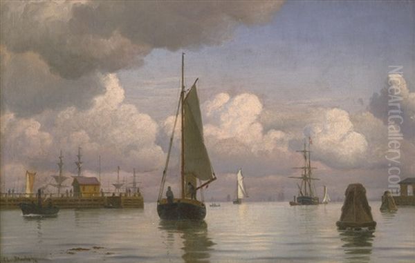 Hafeneinfahrt Nordlich Von Kopenhagen Oil Painting by Christian Vigilius Blache