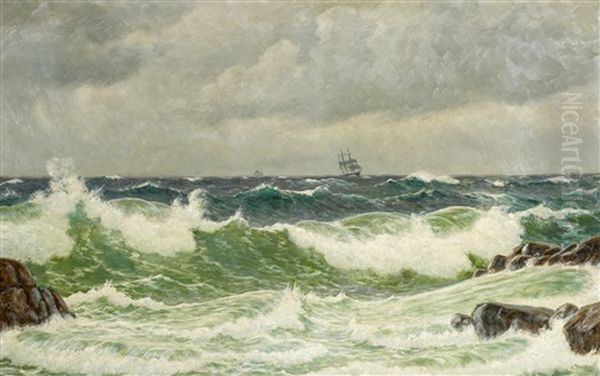 Segler Vor Der Kuste Oil Painting by Christian Vigilius Blache