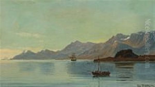 Aften I Skjaergaarden Ved Mandal Oil Painting by Christian Vigilius Blache