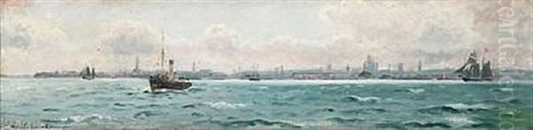 View Towards Copenhagen Harbour Oil Painting by Christian Vigilius Blache