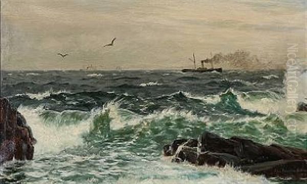 Coastal Scene From Kullen, Sweden Oil Painting by Christian Vigilius Blache