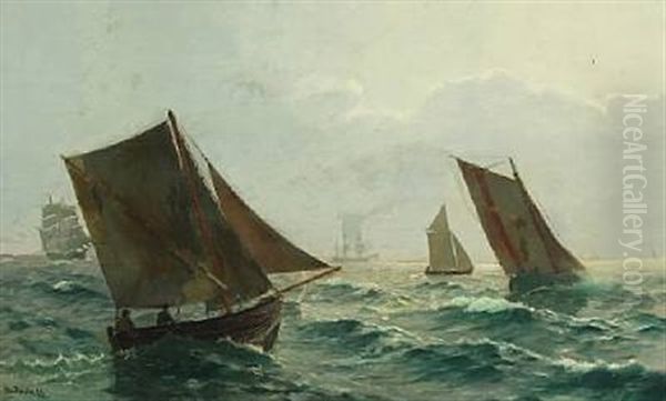 Seascape With Saling Boats Oil Painting by Christian Vigilius Blache