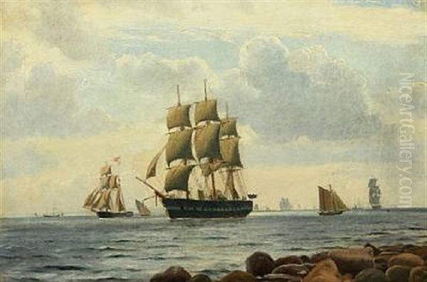 The Frigate Jutland Oil Painting by Christian Vigilius Blache