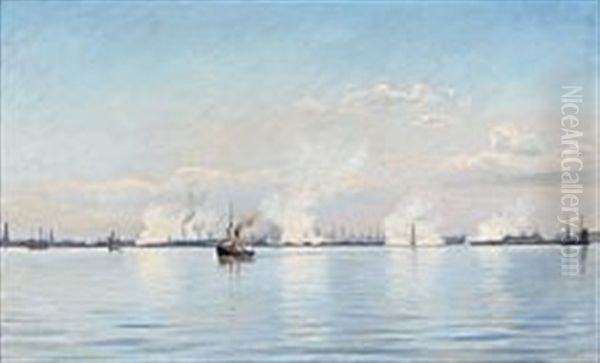 The Entrance To Copenhagen Harbour Oil Painting by Christian Vigilius Blache