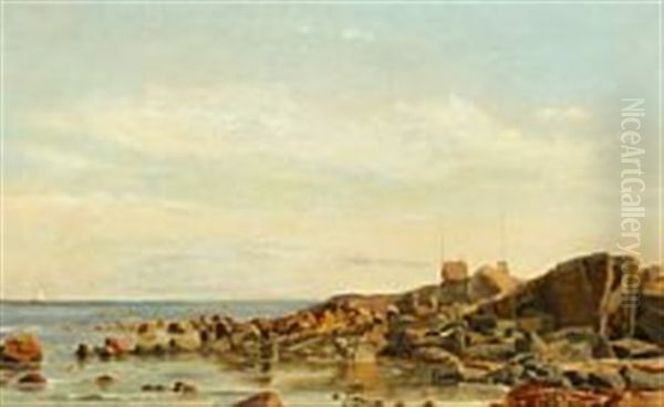 Coastal Scene Oil Painting by Christian Vigilius Blache