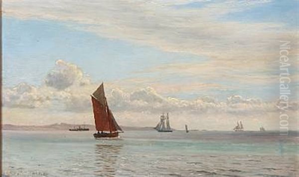 Seascape With Sailing Ships Oil Painting by Christian Vigilius Blache