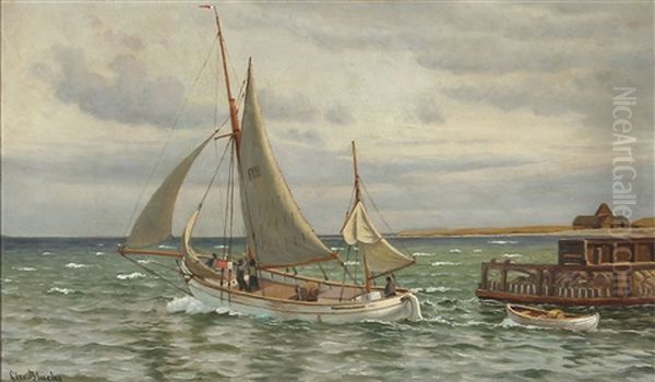 A Fishing Boat Is Setting Sail Oil Painting by Christian Vigilius Blache