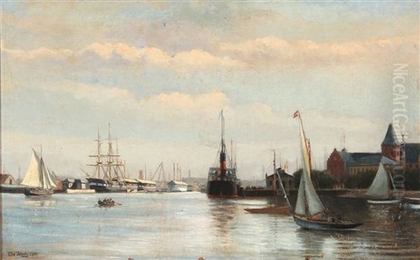 View Of Copenhagen Harbour Oil Painting by Christian Vigilius Blache
