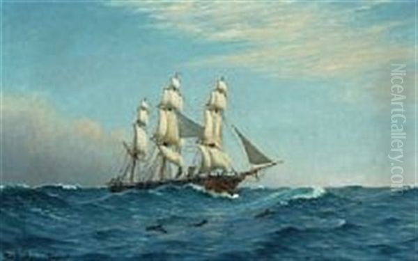 Dagmar, Portrait Of A Danish Corvette Oil Painting by Christian Vigilius Blache