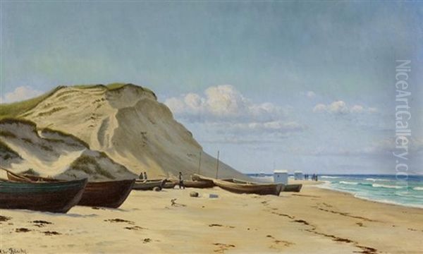 Strandpartie Fra Lonstrup O Danmark Oil Painting by Christian Vigilius Blache