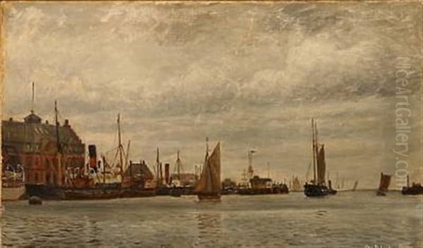View From Toldboden Customs House, Copenhagen Oil Painting by Christian Vigilius Blache