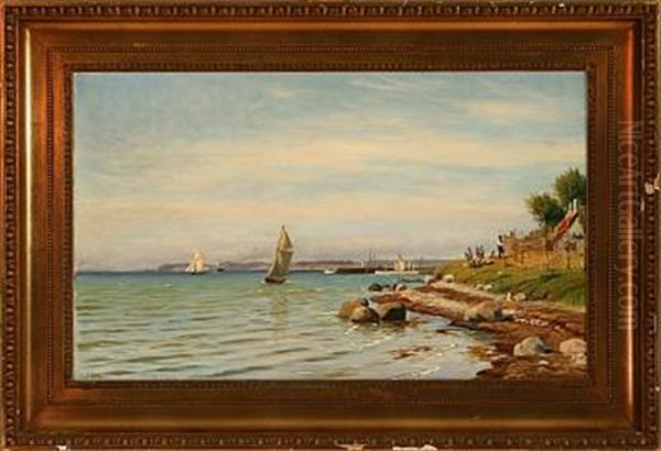 Coastal Scene From Snekkersten, Denmark Oil Painting by Christian Vigilius Blache