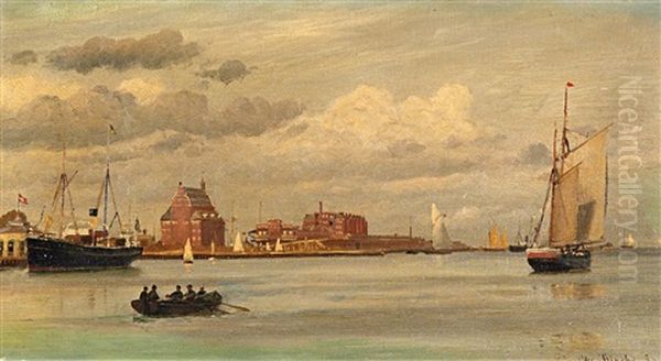 Im Hafen Von Kopenhagen Oil Painting by Christian Vigilius Blache