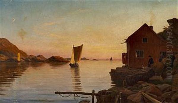 Skaergaarden Ved Mandal Oil Painting by Christian Vigilius Blache