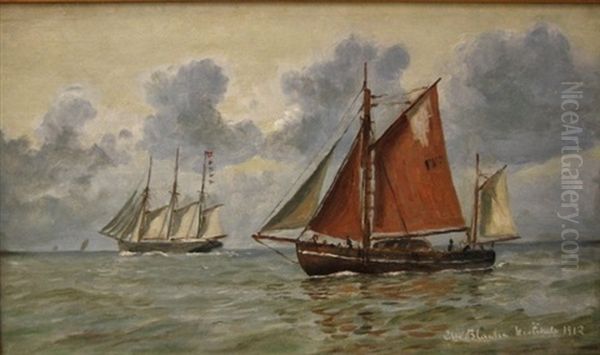 Fartoj Signalerer Hirtshals Oil Painting by Christian Vigilius Blache