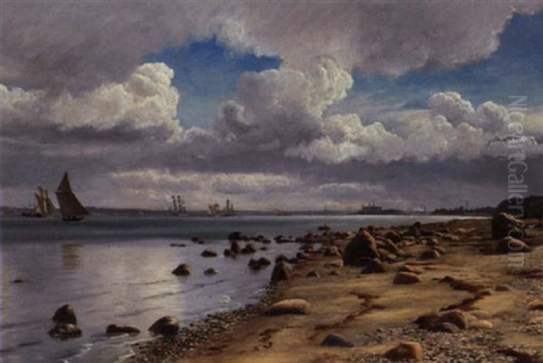 Strandparti Nord For Helsingor Oil Painting by Christian Vigilius Blache