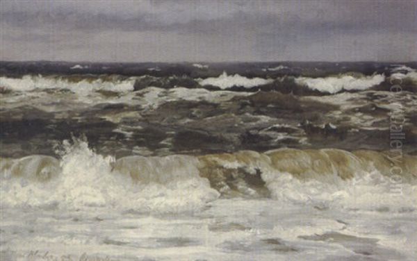 Store Bolger Mod Vesterhavets Kyst, Gravejr Oil Painting by Christian Vigilius Blache