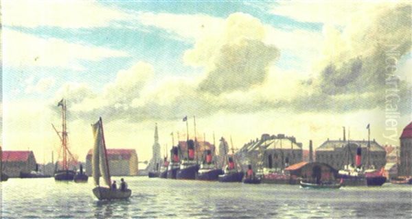 Parti Fra Kobenhavns Havn Oil Painting by Christian Vigilius Blache
