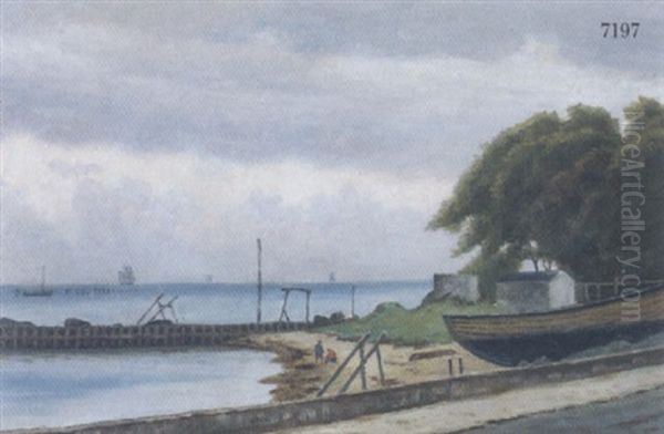 Fiskerleje Ved Nordsjaellands Kyst Oil Painting by Christian Vigilius Blache