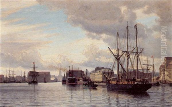 Parti Fra Kobenhavns Havn Oil Painting by Christian Vigilius Blache
