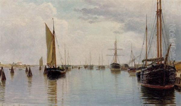 Marstal Havn Oil Painting by Christian Vigilius Blache