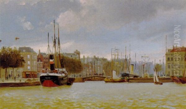 Parti Fra Havnen I Rotterdam Oil Painting by Christian Vigilius Blache