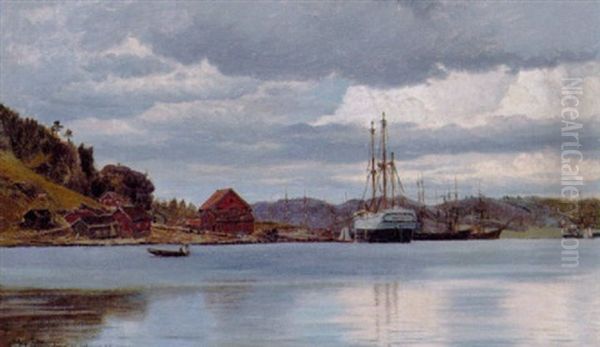 Parti Fra Havnen I Sandefjord Oil Painting by Christian Vigilius Blache