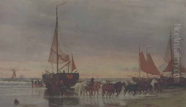 Fra Stranden Ved Scheweningen Oil Painting by Christian Vigilius Blache