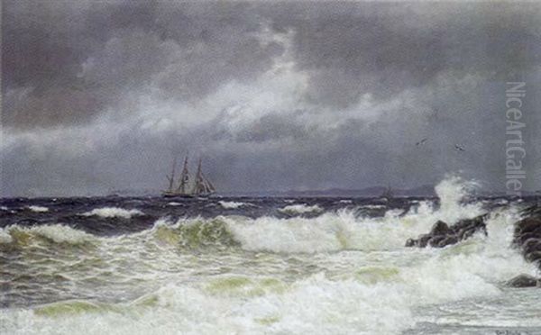 Skibe I Sundet Ud For Kullen Oil Painting by Christian Vigilius Blache