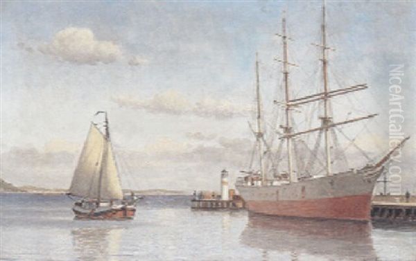 Fra Arhus Havn Oil Painting by Christian Vigilius Blache