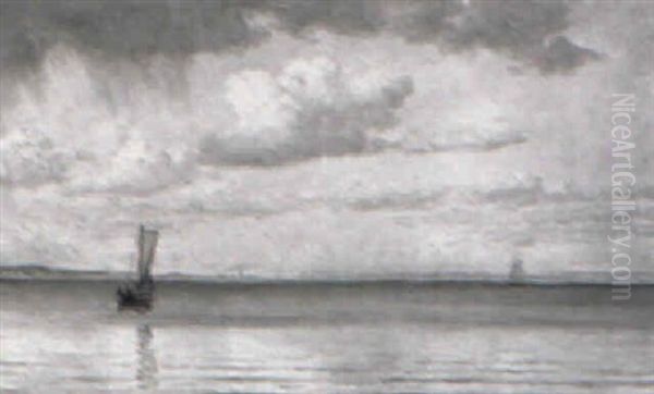 Marine Med Skibe Pa Oresund Oil Painting by Christian Vigilius Blache