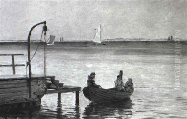 Parti Fra Eresund Med Birn I En Rob+d Ved B+debroen Oil Painting by Christian Vigilius Blache