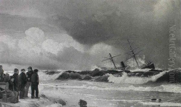 En Stranding Oil Painting by Christian Vigilius Blache