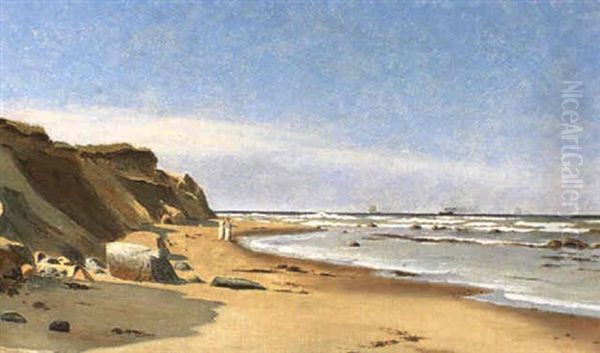 Kystparti Fra Hirtshals Med Figurer Oil Painting by Christian Vigilius Blache